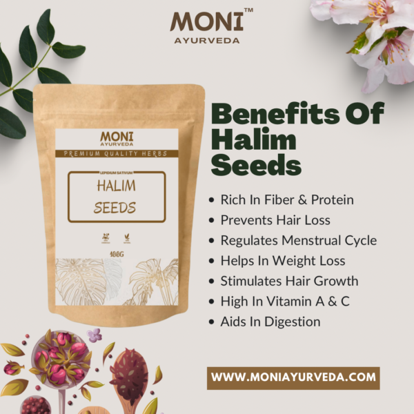 Moni Ayurveda Halim Seeds - Halam (Aliv Seeds for Eating) - Helps in Weight  Loss, Prevents Hair Loss & Regulates Menstrual Cycle - Moni Ayurveda