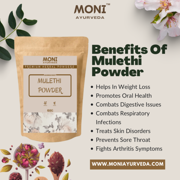 Moni Ayurveda Mulethi Powder - Liquorice - Licorice - Yashtimadhu - May  Help In Weight Loss, Best For Cold & Cough, Prevents Sun Damage, Brightens  Skin, Treats Wrinkles, Cures Dandruff & Promotes